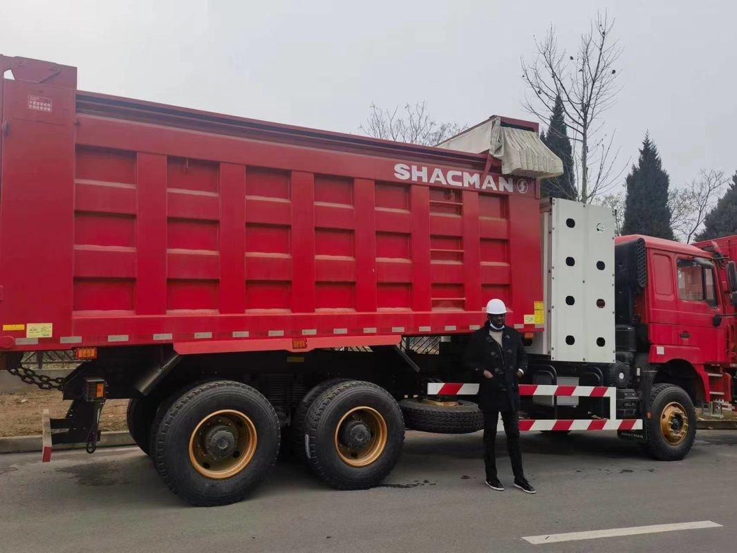 90 toneladas camión pesado de descarga 6x4 SHACMAN camión de descarga de GNC rojo F3000 6x4 380 EuroV