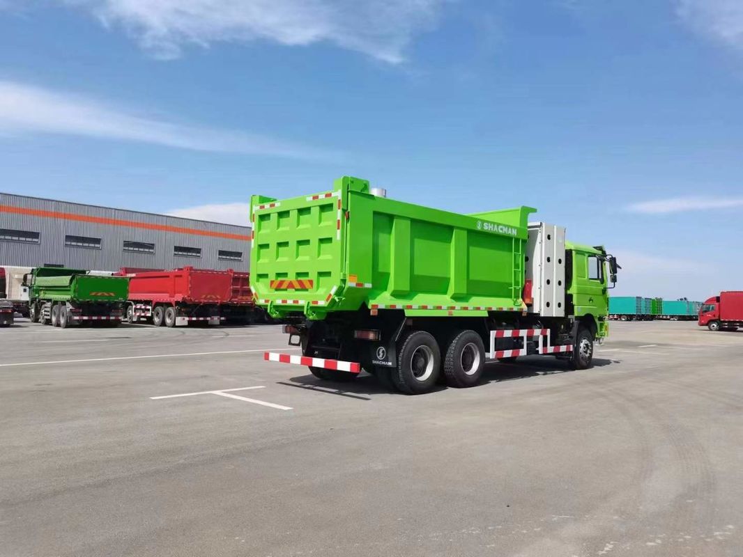 10 ruedas SHACMAN F3000 camión de descarga de GNC 6x4 Euro V WEICHAI-430HP verde perfecto para la construcción y la minería