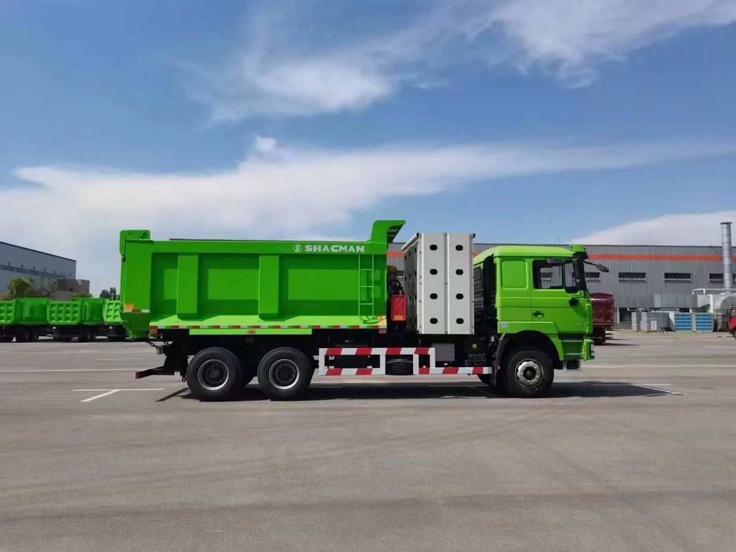 10 ruedas SHACMAN F3000 camión de descarga de GNC 6x4 Euro V WEICHAI-430HP verde perfecto para la construcción y la minería