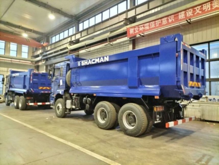 SHACMAN U-cargo caja camión de basura 6x4 H3000 380 EuroII Blue Tipper cabina estándar 12.00R20 neumáticos