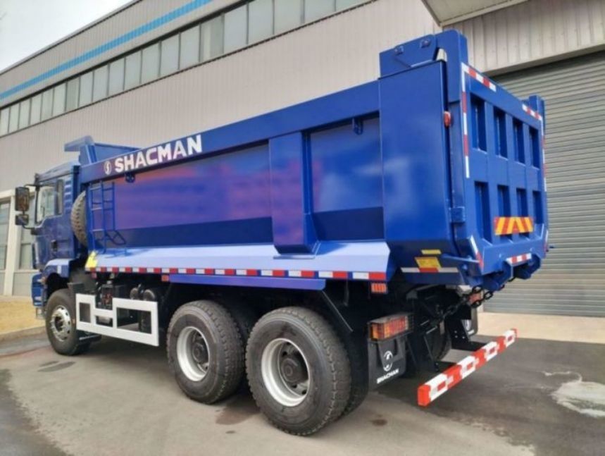 SHACMAN U-cargo caja camión de basura 6x4 H3000 380 EuroII Blue Tipper cabina estándar 12.00R20 neumáticos