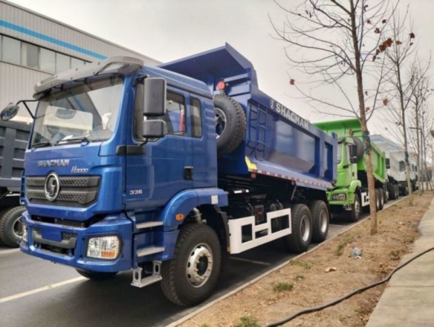 SHACMAN U-cargo caja camión de basura 6x4 H3000 380 EuroII Blue Tipper cabina estándar 12.00R20 neumáticos