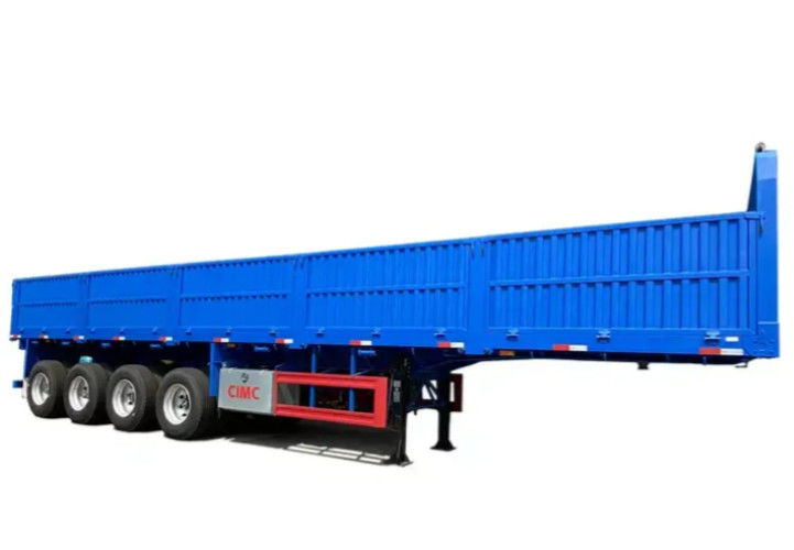 CIMC 4 ejes semirremolque de cama plana con pared lateral de 1000 mm camión remolque de transporte de 40 toneladas