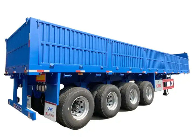 CIMC 4 ejes semirremolque de cama plana con pared lateral de 1000 mm camión remolque de transporte de 40 toneladas