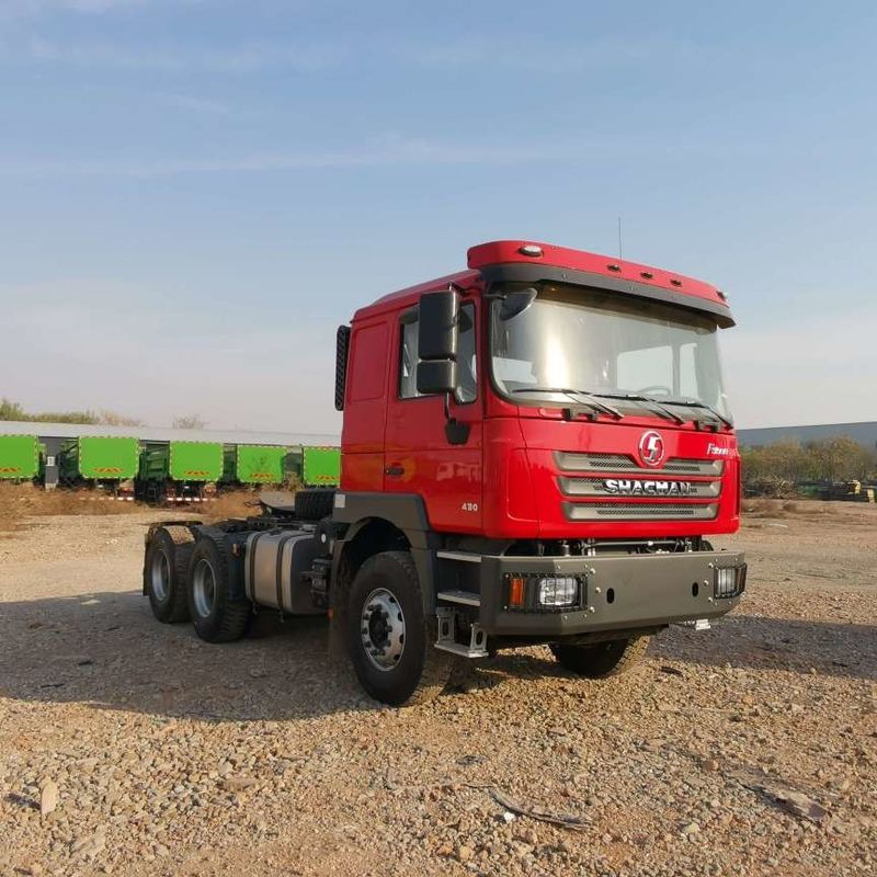 Rojo SHACMAN F3000 375HP Euro V 6 ruedas cabeza del tractor 4x2 motor WEICHAI