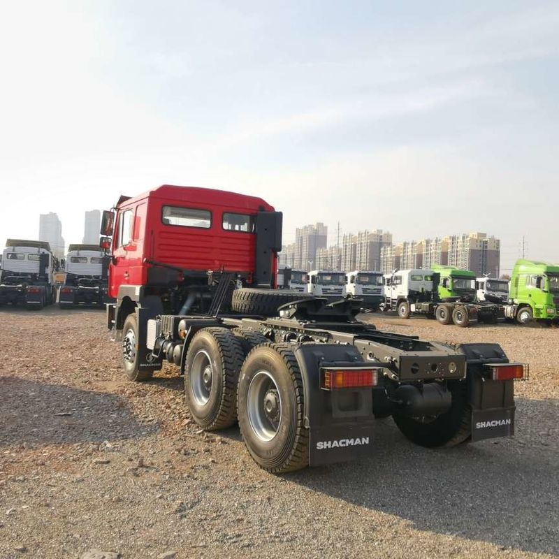 Rojo SHACMAN F3000 375HP Euro V 6 ruedas cabeza del tractor 4x2 motor WEICHAI