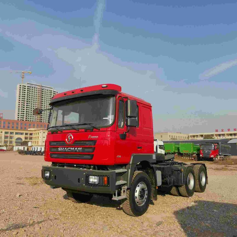 Rojo SHACMAN F3000 375HP Euro V 6 ruedas cabeza del tractor 4x2 motor WEICHAI