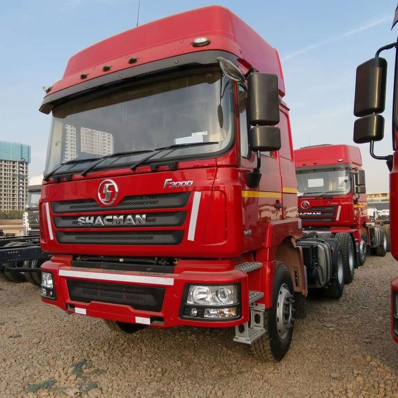 Rojo SHACMAN F3000 375HP Euro V 6 ruedas cabeza del tractor 4x2 motor WEICHAI