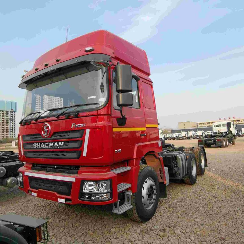Rojo SHACMAN F3000 375HP Euro V 6 ruedas cabeza del tractor 4x2 motor WEICHAI